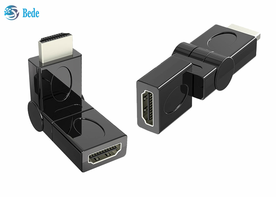 El oro plateó HDMI masculino al adaptador femenino 90 del eslabón giratorio 180 270 360 grados rotativos