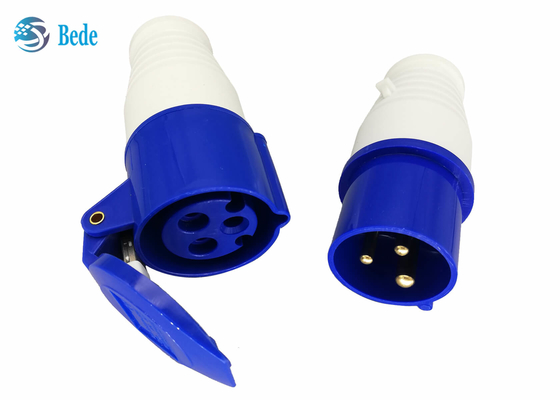 Tipo azul industrial del acoplador del color 220-250V 16A del enchufe y del zócalo P+N+E la monofásico