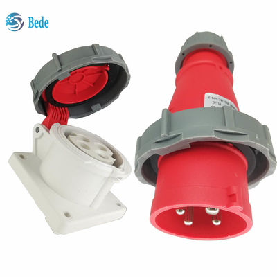4 pines enchufe industrial y conector de montaje de paneles 32A 380~415V Nivel de protección IP67