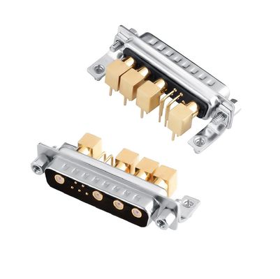 Conector coaxial mixto D-Sub RF / Conector de ángulo recto de potencia 9W4 para PCB