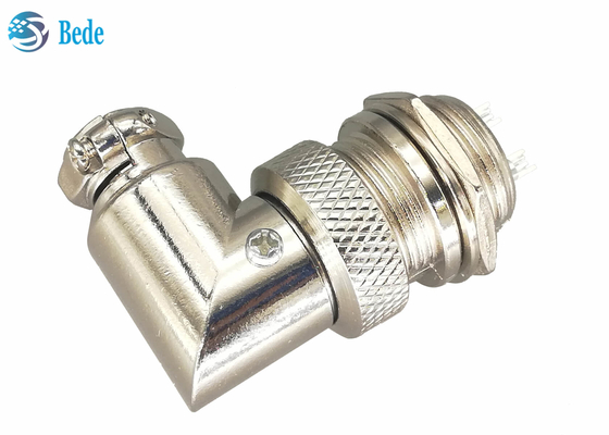 Soldadura masculina y femenina del material de la aleación del cinc de GX16 2 Pin Aviation Connector Plug 90 Dehree