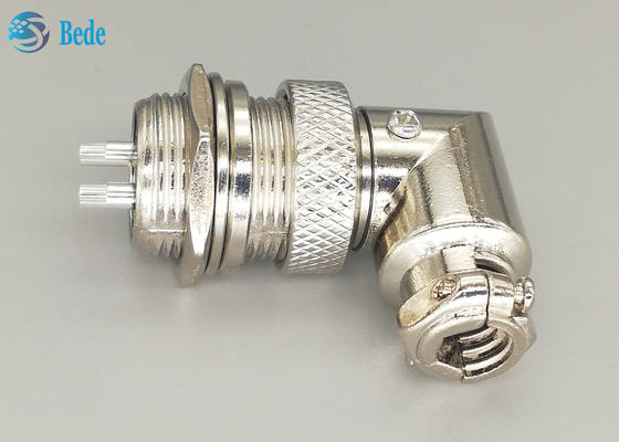 Soldadura masculina y femenina del material de la aleación del cinc de GX16 2 Pin Aviation Connector Plug 90 Dehree