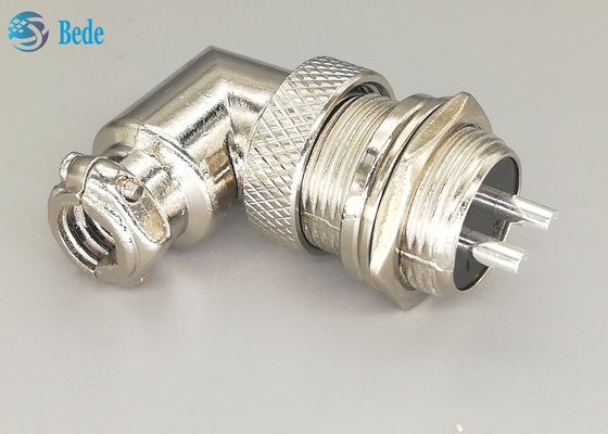 Soldadura masculina y femenina del material de la aleación del cinc de GX16 2 Pin Aviation Connector Plug 90 Dehree
