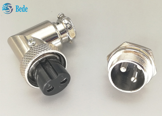 Soldadura masculina y femenina del material de la aleación del cinc de GX16 2 Pin Aviation Connector Plug 90 Dehree