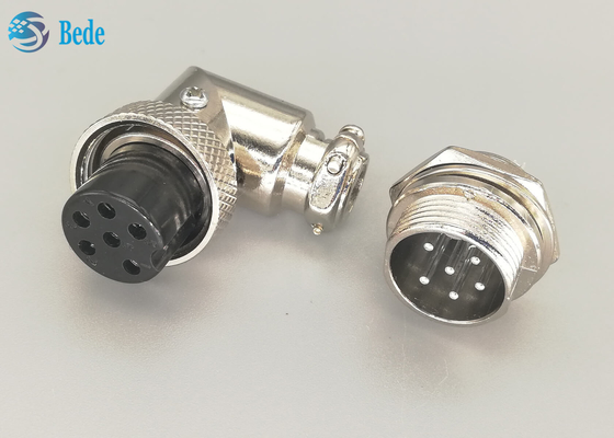 De la aviación del conector 6 sistemas plateados de plata del varón de los pernos del enchufe gx16 y del conector hembra del codo