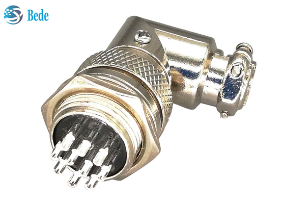 10 el varón del conector de la aviación del conector del codo de los pernos Gx16 y los sistemas femeninos platean el enchufe plateado