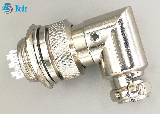 10 el varón del conector de la aviación del conector del codo de los pernos Gx16 y los sistemas femeninos platean el enchufe plateado