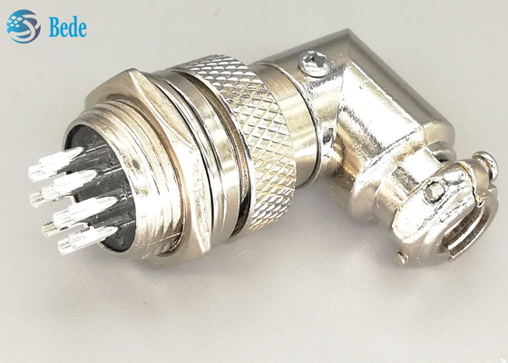 10 el varón del conector de la aviación del conector del codo de los pernos Gx16 y los sistemas femeninos platean el enchufe plateado