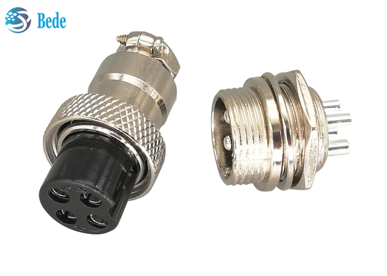 Enchufe plateado de plata recto de la aviación Gx16 4 Pin Connector Male And Female de RoHS