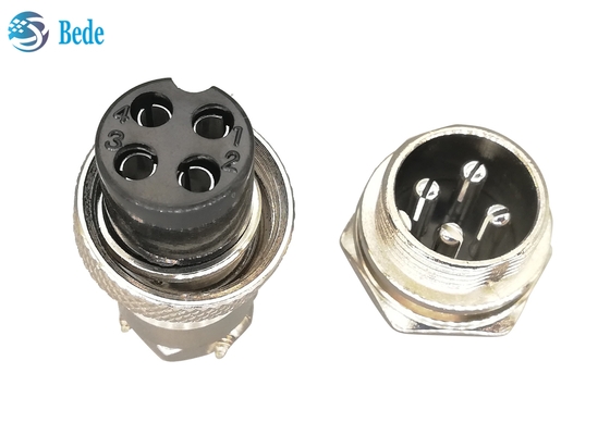 Enchufe plateado de plata recto de la aviación Gx16 4 Pin Connector Male And Female de RoHS