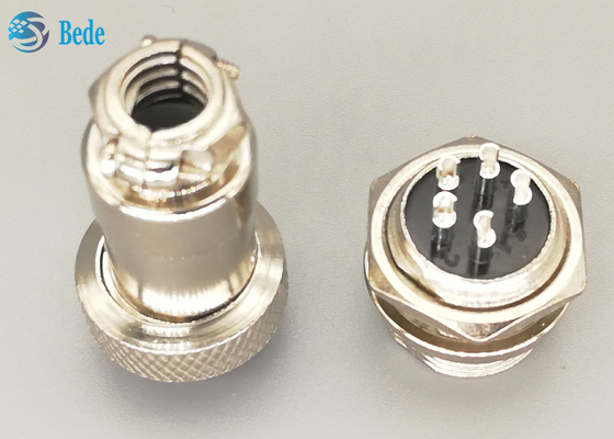 Conector plateado de plata recto 5 Pin Male And Female de la aviación del enchufe Gx16