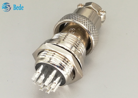 12 enchufe plateado de plata recto del conector de la aviación de Pin Male And Female Gx 16