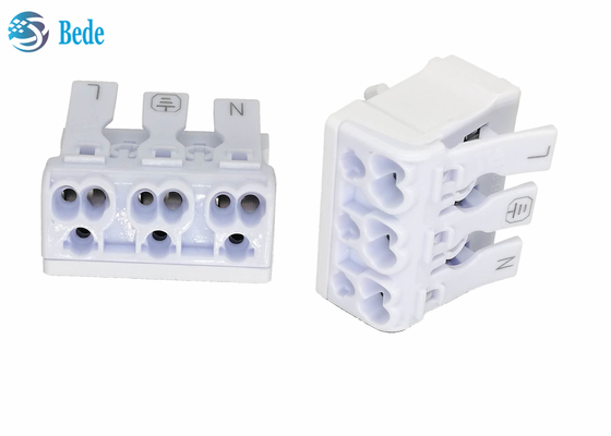 Bloque de terminales rápido del conector del alambre del empuje de 3 postes conveniente para unirse a los alambres sólidos o trenzados ningunas herramientas necesarias