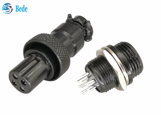 Material masculino y femenino de la aleación del cinc del color del negro del conector de la aviación de los equipos Gx12
