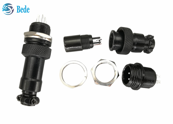 Material masculino y femenino de la aleación del cinc del color del negro del conector de la aviación de los equipos Gx12