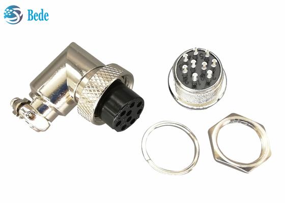 Hembra del conector de cable de la aviación 200V 4A M16 y pernos de ángulo recto del varón 6~10 del montaje de Panle