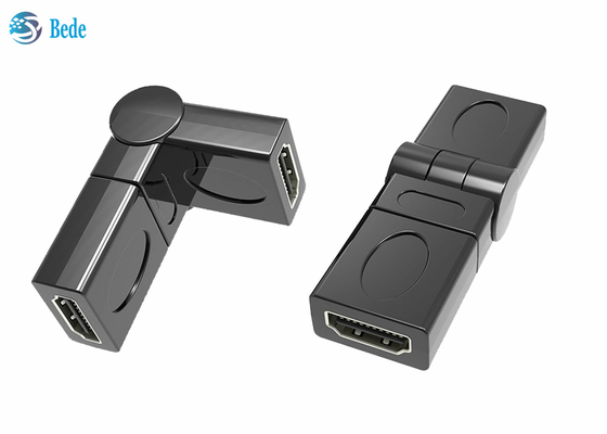 El oro de la extensión plateó femenino al acoplador femenino 90 de HDMI 180 270 360 grados ajustables