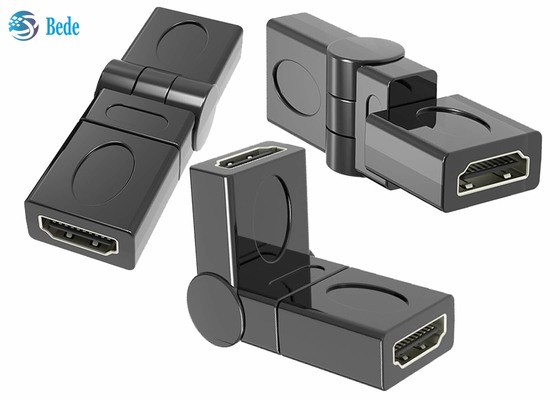 El oro de la extensión plateó femenino al acoplador femenino 90 de HDMI 180 270 360 grados ajustables