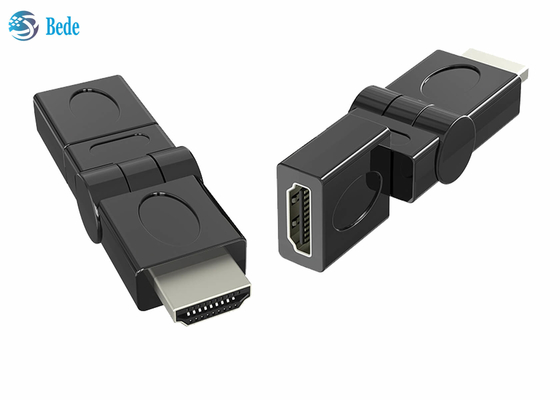 El oro plateó HDMI masculino al adaptador femenino 90 del eslabón giratorio 180 270 360 grados rotativos
