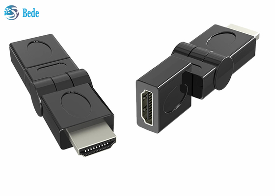 El oro plateó HDMI masculino al adaptador femenino 90 del eslabón giratorio 180 270 360 grados rotativos