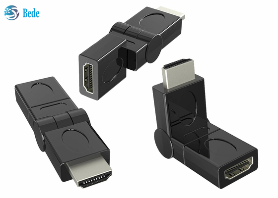 El oro plateó HDMI masculino al adaptador femenino 90 del eslabón giratorio 180 270 360 grados rotativos