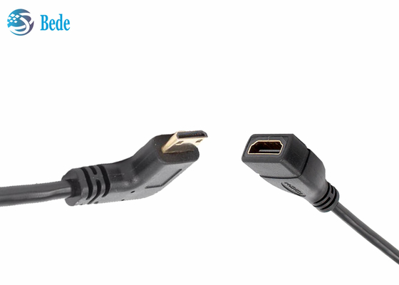 Mini varón anguloso de HDMI a las direcciones femeninas del conector 4 del adaptador del cable de HDMI Para arriba-Abajo-Izquierdo-derechas