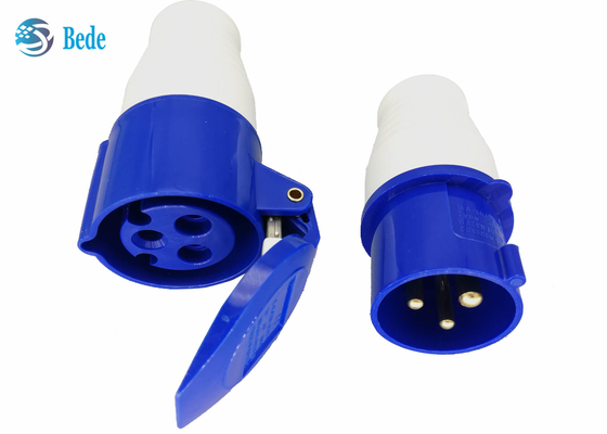 Tipo azul industrial del acoplador del color 220-250V 16A del enchufe y del zócalo P+N+E la monofásico