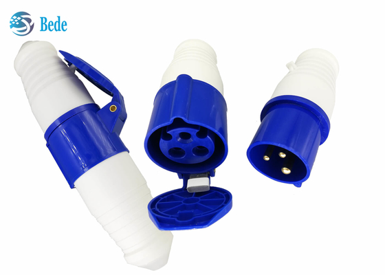 Tipo azul industrial del acoplador del color 220-250V 16A del enchufe y del zócalo P+N+E la monofásico