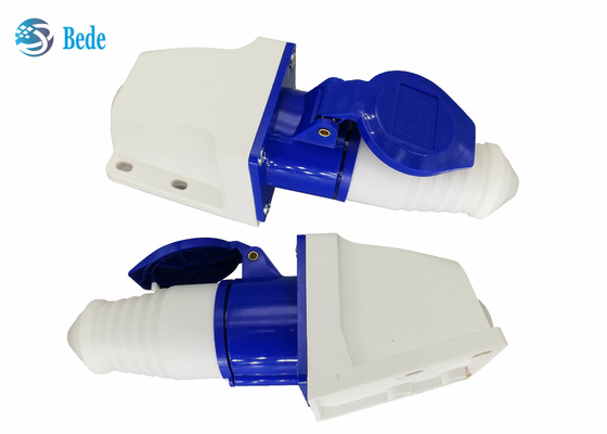 varón industrial del conector de 220-250V 16A y tipo montado en la pared del color azul femenino la monofásico 2P+E