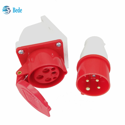 El zócalo eléctrico masculino femenino 4 fija el tipo IP44 del montaje en pared de 3P+E 380~415V 16Amp