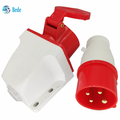 El zócalo eléctrico masculino femenino 4 fija el tipo IP44 del montaje en pared de 3P+E 380~415V 16Amp