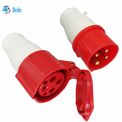 El conector de poder industrial de la CA 380-415V 16A IP44 impermeabiliza la fase 3P+E de 4Pin 3 roja