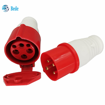 El conector de poder industrial de la CA 380-415V 16A IP44 impermeabiliza la fase 3P+E de 4Pin 3 roja