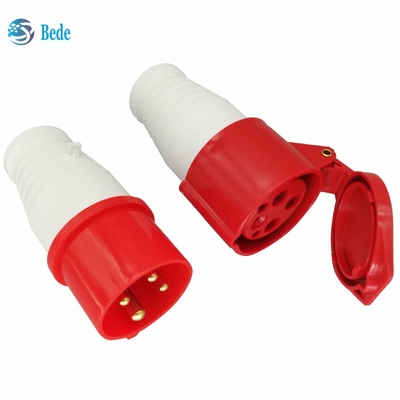 El conector de poder industrial de la CA 380-415V 16A IP44 impermeabiliza la fase 3P+E de 4Pin 3 roja