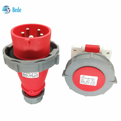 Zócalos industriales 5Pins tipo del montaje del panel 16Amp y 32Amp de 3P+N+E del enchufe de la prenda impermeable IP67