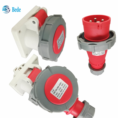 4 pines enchufe industrial y conector de montaje de paneles 32A 380~415V Nivel de protección IP67