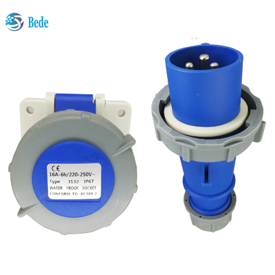 La norma ICE60309 de toma de enchufe industrial IP67 con clasificación 3Pins ((2P+E) 32Amp