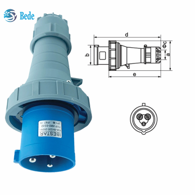 Corriente 63A 125A Panel de montaje de toma de enchufe industrial Tipo 3 pines ((2P+E) IP67 220 ~ 250V