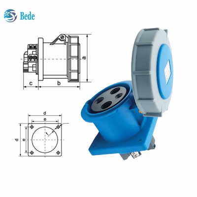Corriente 63A 125A Panel de montaje de toma de enchufe industrial Tipo 3 pines ((2P+E) IP67 220 ~ 250V