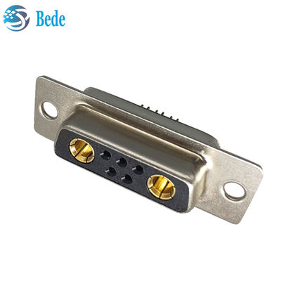 Conector D-Sub de planificación de alta corriente DB 7W2 Conector femenino con estilo de terminación de copa de soldadura y 500 ciclos de apareamiento