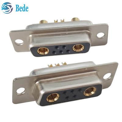 Conector D-Sub de planificación de alta corriente DB 7W2 Conector femenino con estilo de terminación de copa de soldadura y 500 ciclos de apareamiento