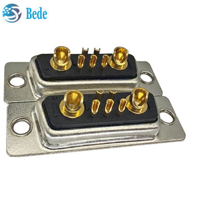 Conector D-Sub de planificación de alta corriente DB 7W2 Conector femenino con estilo de terminación de copa de soldadura y 500 ciclos de apareamiento