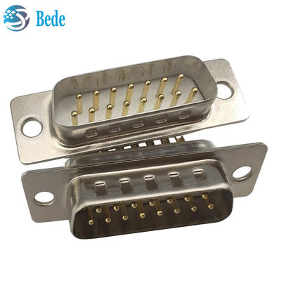 500V de tensión nominal Db 15 conector masculino, D Sub 15 pin conector masculino con cerraduras de tablero