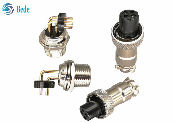 Aleación de ángulo recto del cinc del conector de la aviación de 3A 200V Gx12 con niquelado